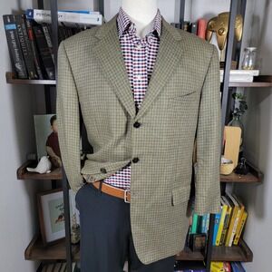 Joseph Abboud Men's Sport Coat Three‎ Button Green Blue Checked Silk Wool 42